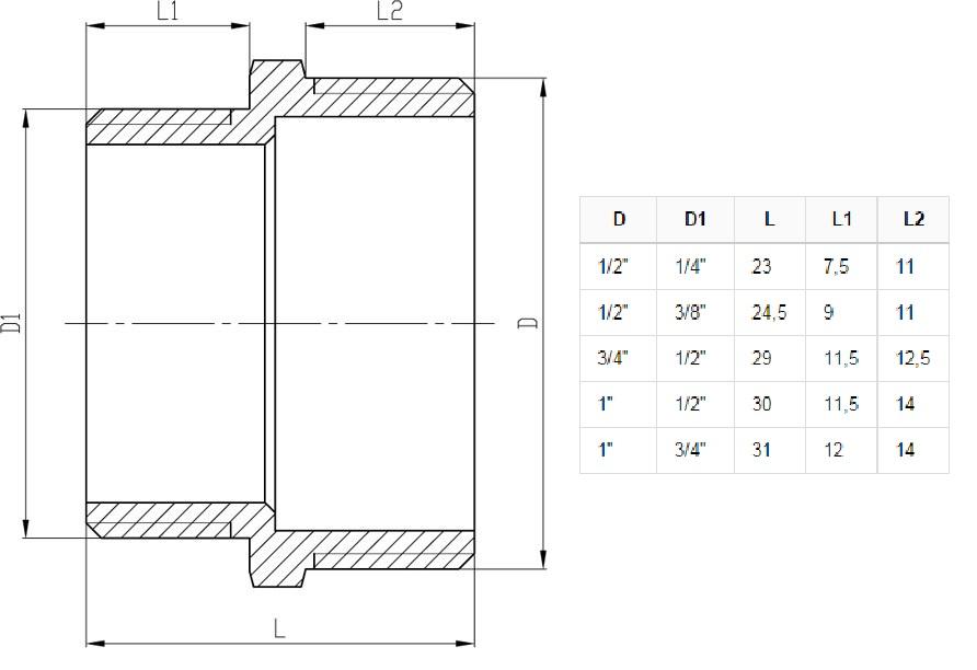 Nypel Redukcyjny Mosiężny 1"X1/2" Gz/Gz