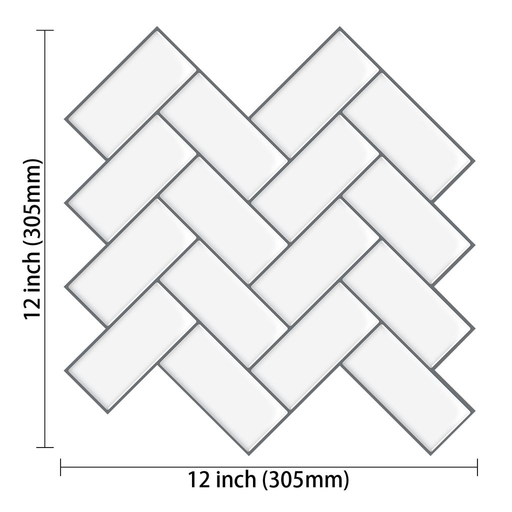 10 Sheets Peel And Stick Backsplash Tiles Herringbone Decorative Wall Sticker Self Adhesive Wallpaper For Kitchen Bathroom