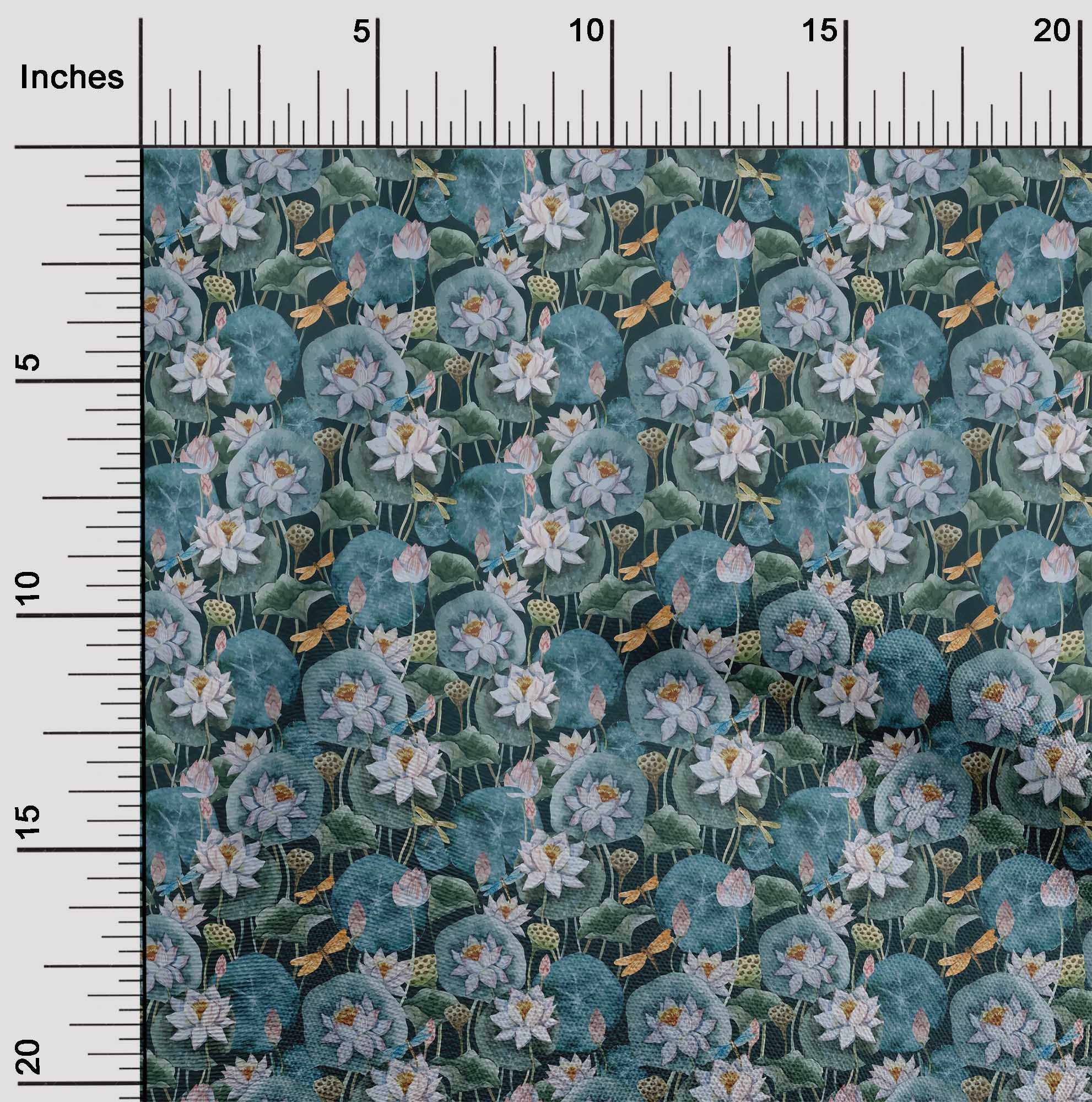 

oneOone Cotton Flex Grayish Blue Fabric Insect|Leaves & Lotus Floral Fabric For Sewing Printed Craft Fabric By The Yard 40 Inch 42 Inch Wide - Viscose Chiffon чирок синього кольору