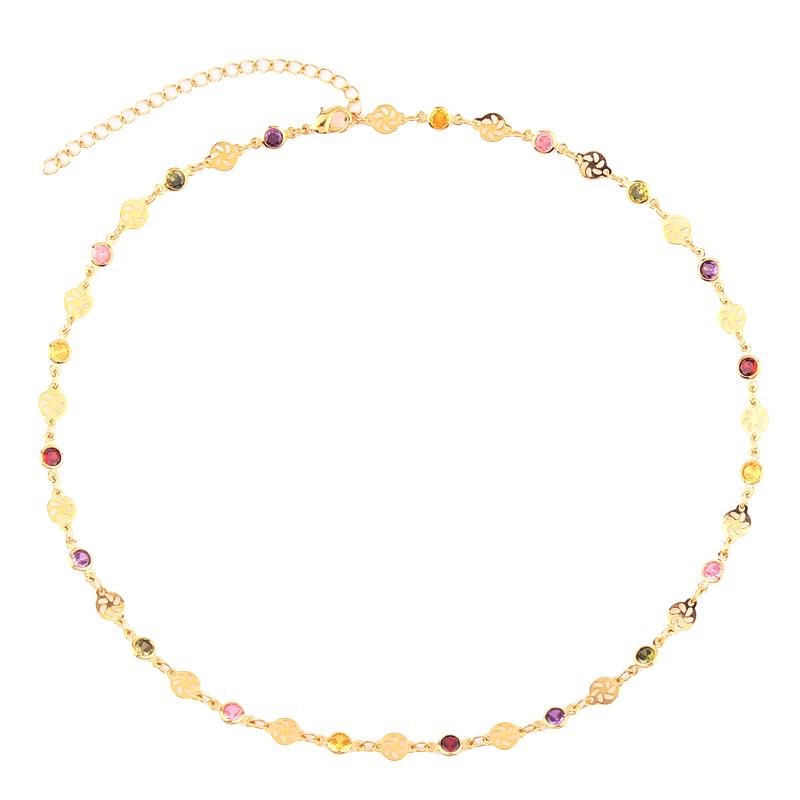 Mix Fashion Summer Colorful Rainbow Women Girl Jewelry 5A Cubic Zirconia Delicate Gold Filled Charm Tennis Chain Necklaces