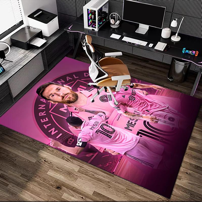 [Football Star Messi Printed Carpet] Non-slip Office Rug, Cozy Area Carprt for Living Room Use, Soft Home Sofa Chair Mat