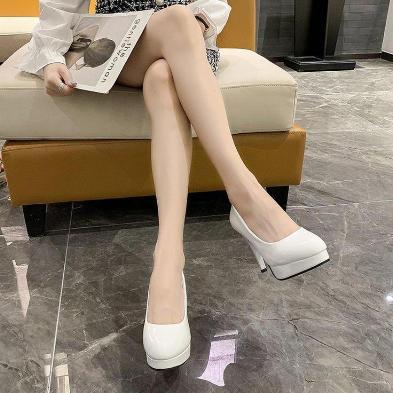 High Heel Women's 2026 New Korean Large Edition Thin Heel Round Toe Low Top Shallow Mouth Waterproof Shoes