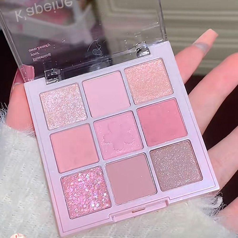 Romantic Sakura 9 Color Eyeshadow Palette Matte Pearlescent Milk Tea Peach Color Makeup Palette