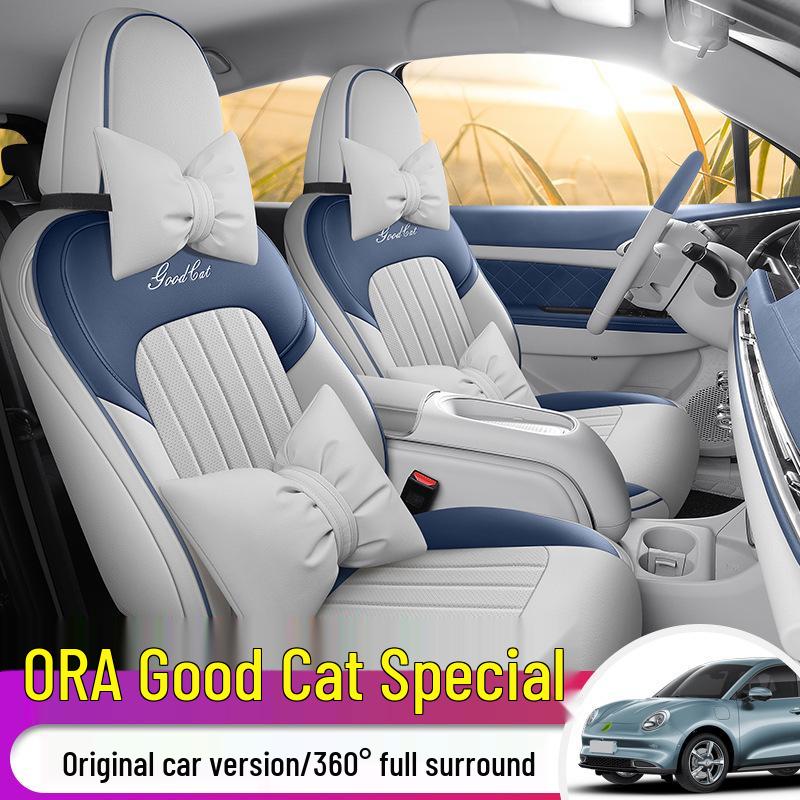 ORA Good Cat GT Universal Leather Car Seat Cover - Cartoon Design, Four Seasons, Full Surround