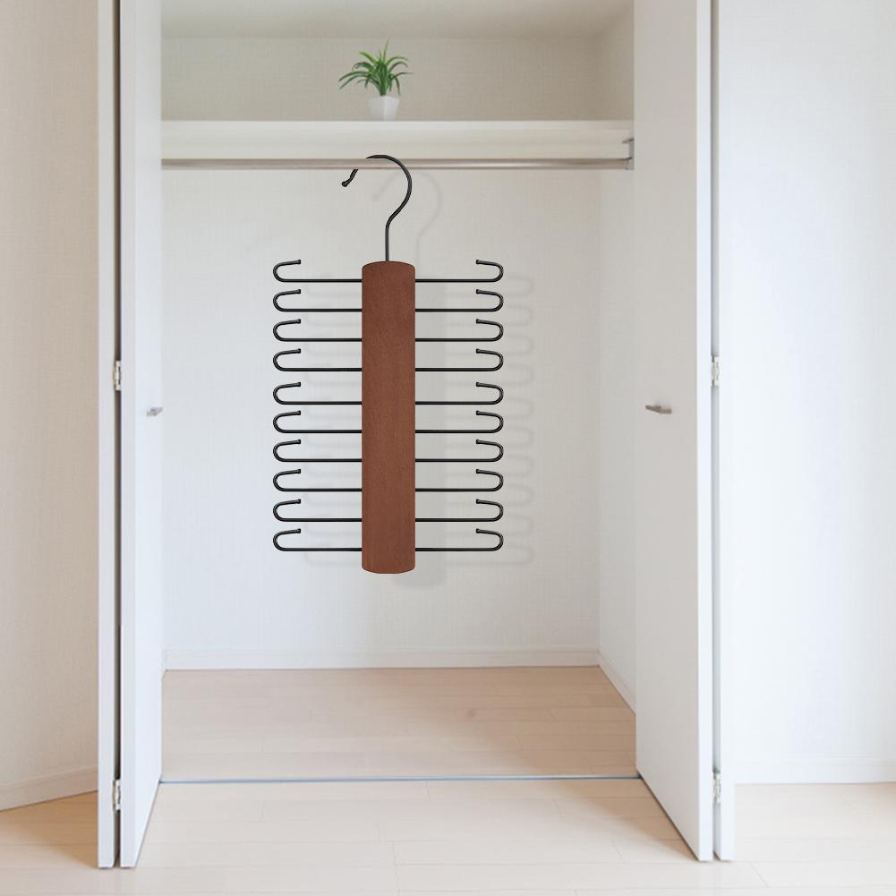 Wooden Tie Rack Space Saving Belt Storage Hanger Multifunctional Necktie Organizer for Ties Belt Scarf Organize