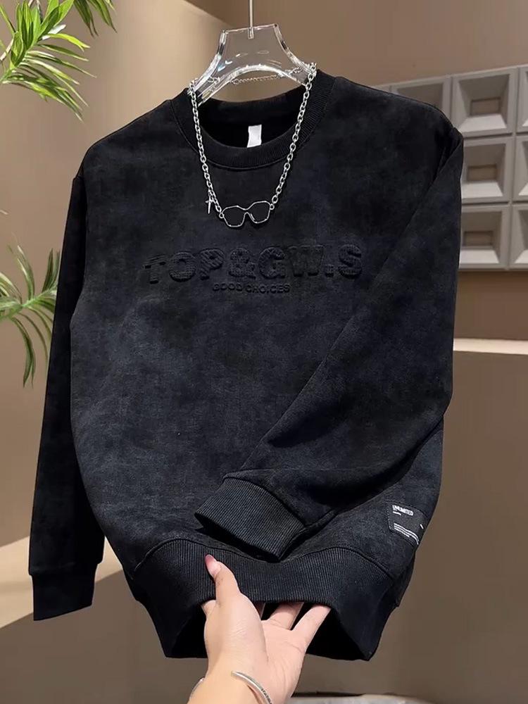 

2025 Autumn/Winter Men s Gradient Letter Pullover Hoodie - Versatile Long Sleeve Casual Fashion. 3XL чорний