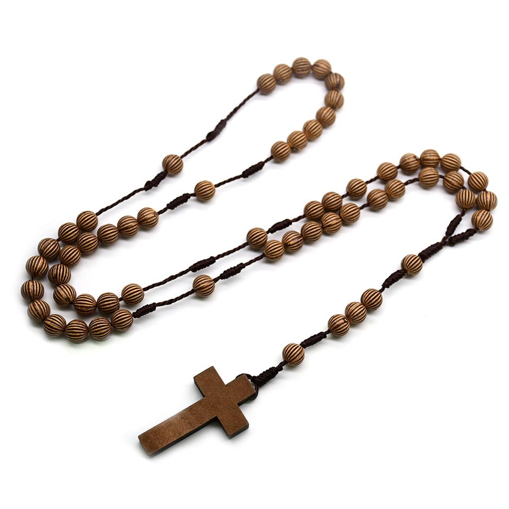Catholic Rosary Bead with Cross Wood Beads Christening Favor for Confirmation