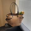 Large capacity woven straw bag women's spring and summer new versatile shoulder bag casual seaside beach bag