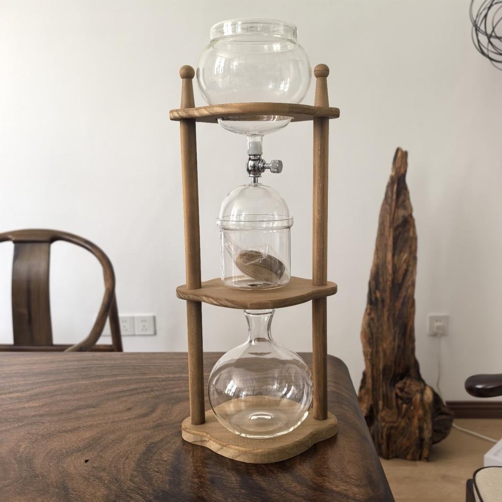 Caffettiera a goccia per caffè ghiacciato a tre strati, per uso domestico, in vetro, per tè preparato a mano, caffè ghiacciato, drip, cold brew