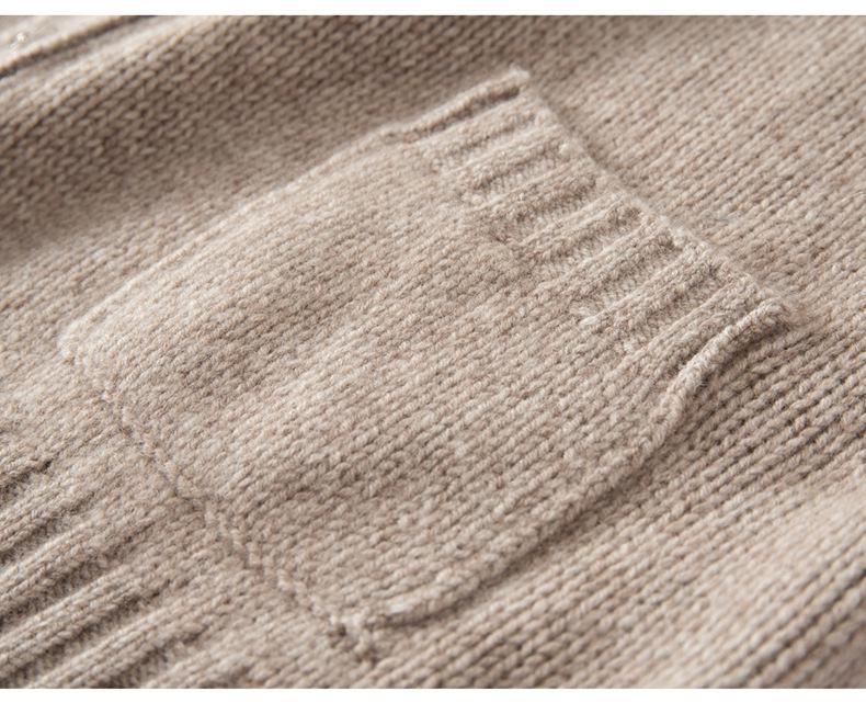 Navy Heavy Craftsmanship Cashmere Cardigan: Women's Loose Knit Sweater, Thickened Collared Casual Top