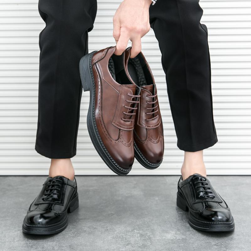 Fashion Men Business Formal Leather Shoes Black Brown American Casual Comfortable Elegant Fashionable Retro Leather Shoes Banquet Shoes
