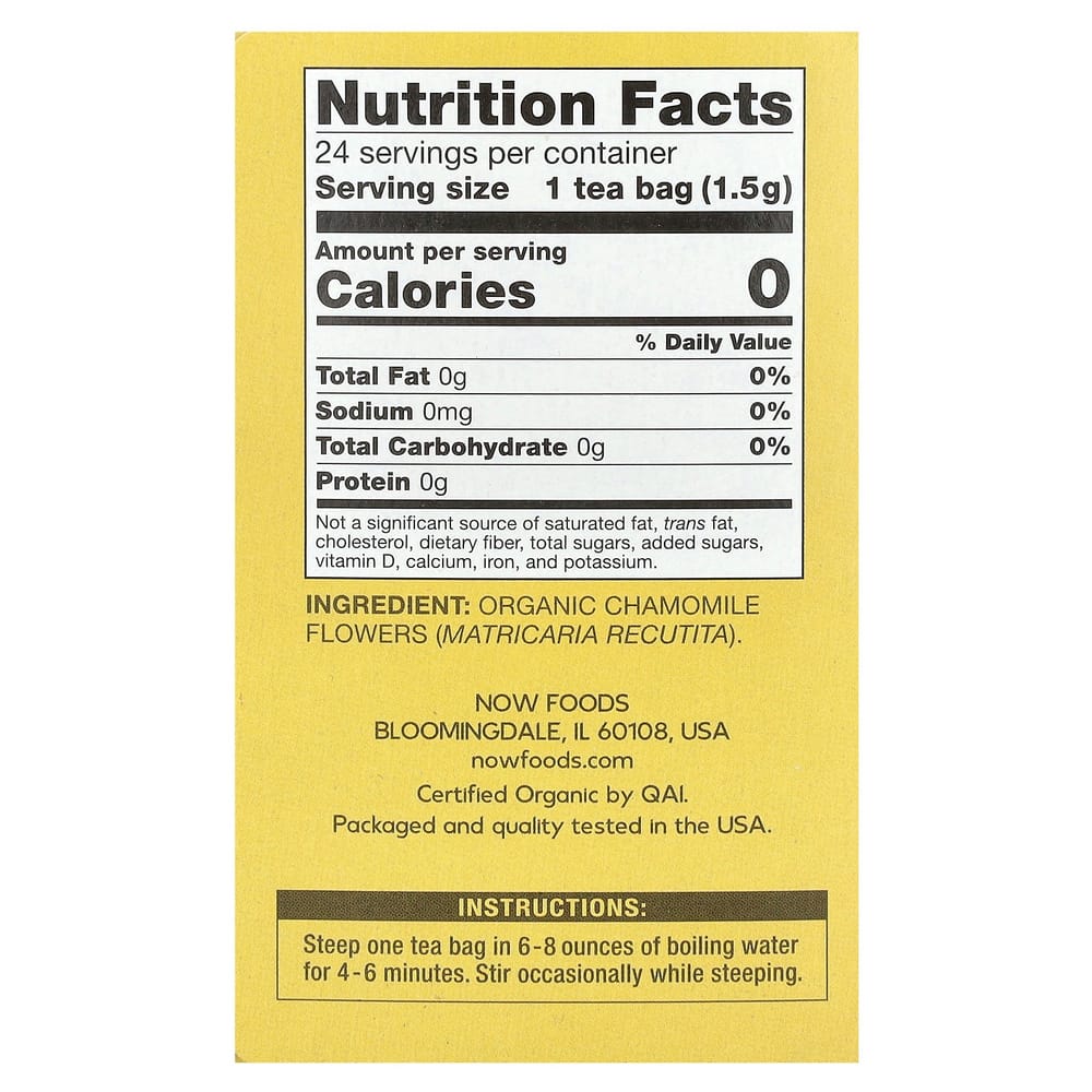 iHerb Now Foods Chamomile Caffeine-Free Tea Bags, 24 Count