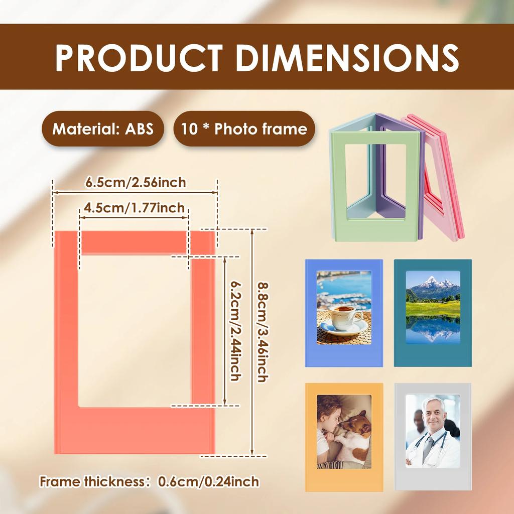 10 sztuk magnetycznych ramek na zdjęcia na lodówkę 2,1x3,1 cala Kolorowe magnesy na zdjęcia do lodówki Album na papier do filmów Fujifilm Instax