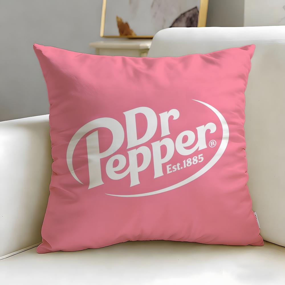 Classic Beverage Brand Dr Pepper Cushion Cover Soft & Easy-Wash Pillow Case – Versatile for Couch, Bed, Travel and Office