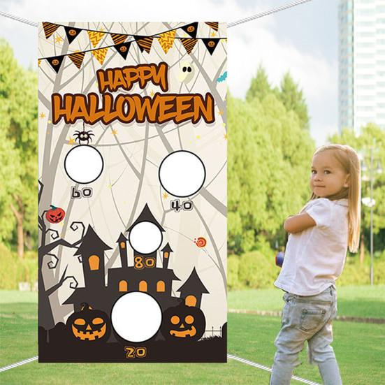 

Баннер для игры на Хэллоуин с 3 мешками с фасолью, украшение для карнавальной вечеринки, игры для метания, подвесной баннер, уличный для взрослых, подростков