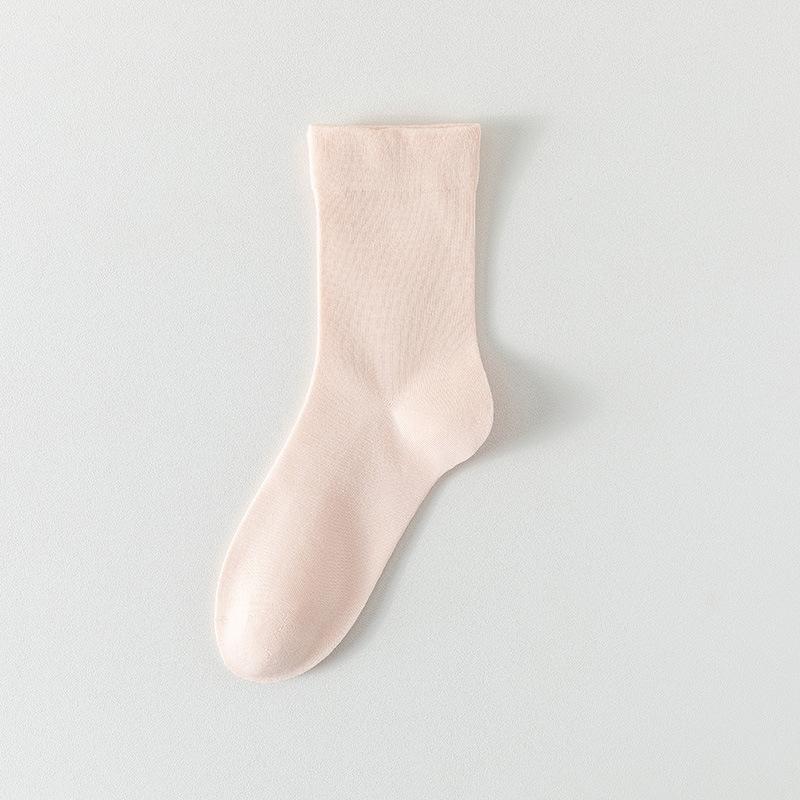 Solid Color Boneless Pile Stockings, Spring and Summer Loose Maternity Socks, Mid-calf Socks, Summer Breathable and Sweat-absorbing Cotton Socks