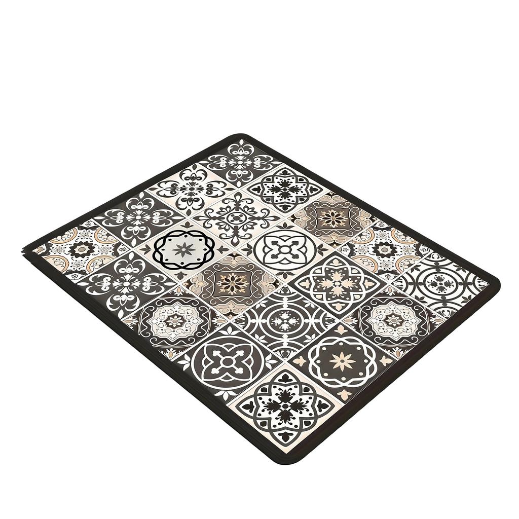 Retro Flower Tile Kitchen Draining Pad Countertop Drying Pad Dining Table Heat Resistant Pad