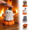 Unique Desk Toys 2Pcs Halloween Rotating Tombstone/Pumpkin/Ghost/Skull Figurine, Funny Desktop Toy, 360 Decorative Skeleton Figures Degree Swivel