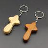 Unique Design Cross Wooden Keyrings Eco-friendly Natural Wood Keychains for Women Men Backpack Car