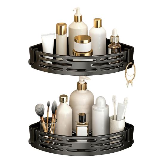 Hörnförvaringsställ Superbärande Spikfri Installation Badrumsorganisatör med Starkt Klister Fuktsäker Design Förvaringsorganisatör