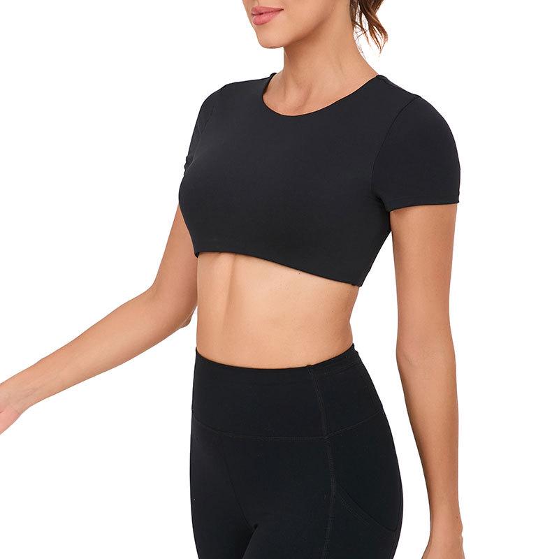 Women's Quick-Dry Short Sleeve Yoga Top - Breathable, Elastic, Tight-Fit, Summer Sport Apparel