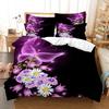 Purple Bedding Set Violets Dog Duvet Cover Quilt Cover 3D Lavender Butterfly Double For Full King Queen Twin Single Size