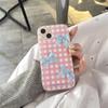Ins Koreanische 3d Rosa Blaue Schleife Gitter Weiche Telefon Fall Für Iphone 14 12 11 13 Pro Max 11 12 13 14 schöne Mädchen Schützende Rückseite Abdeckung