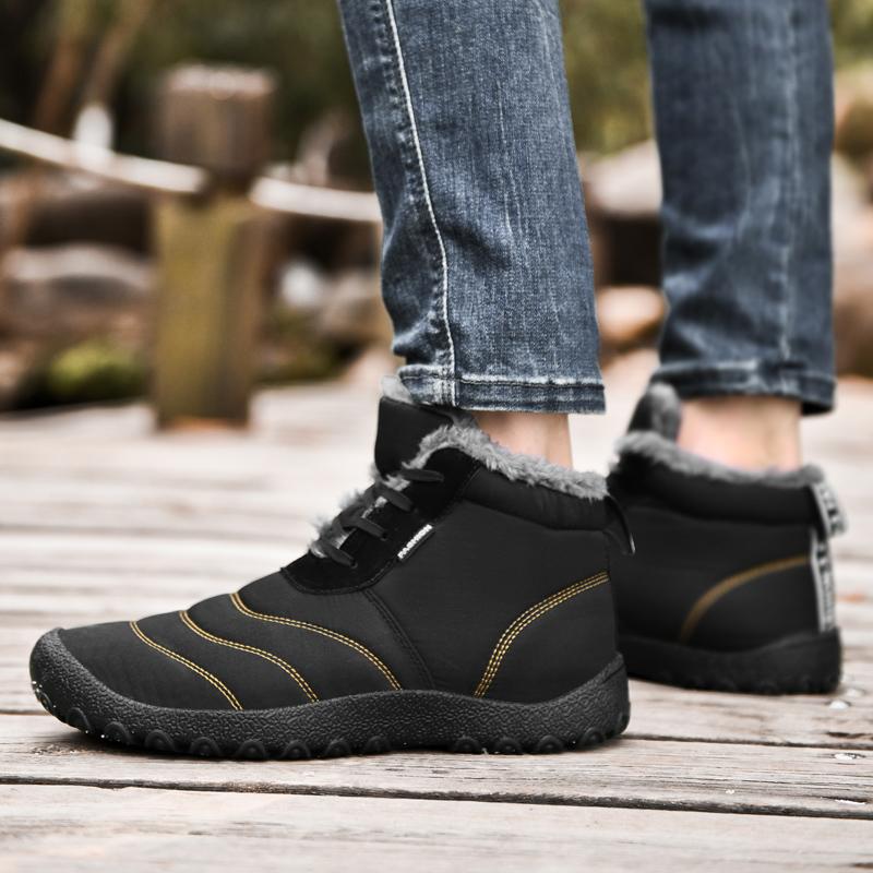 Zapatos de invierno para hombre, botas de nieve impermeables, de felpa, anti-cielo, cálidos, zapatos deportivos de nieve grandes y pequeños para hombre