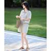 Shangjing Workwear Style Tencel Linen Shirt & Shorts Set