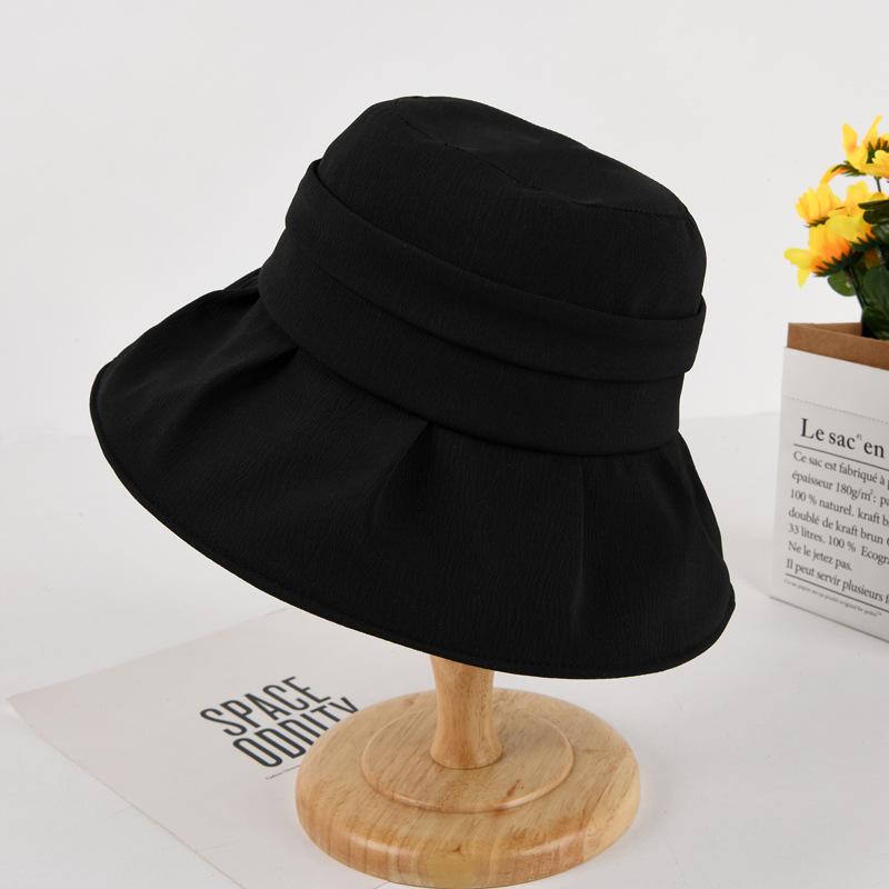 Bucket Hat Women'S Spring And Summer Sun Protection Sun Hat Pleated Small Brim Sun Hat Outdoor Travel Small Fresh Foldable