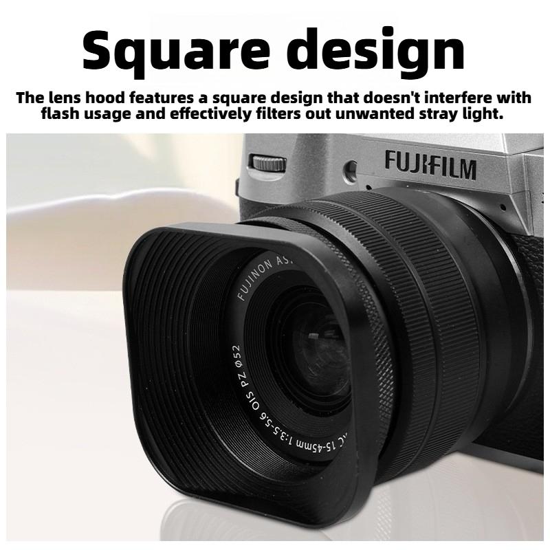 Metal Square Lens Hood for Fuji film XC 35mm F2&XF 23mm / 35mm F2 R WR Lens on XPro3 XT4 XT3 XT30 XT20