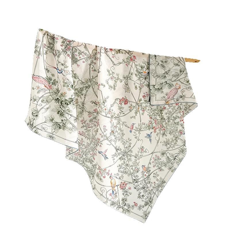 High-end georgette 100% mulberry silk silk scarf light and elegant silk square scarf summer sunscreen decorative scarf women