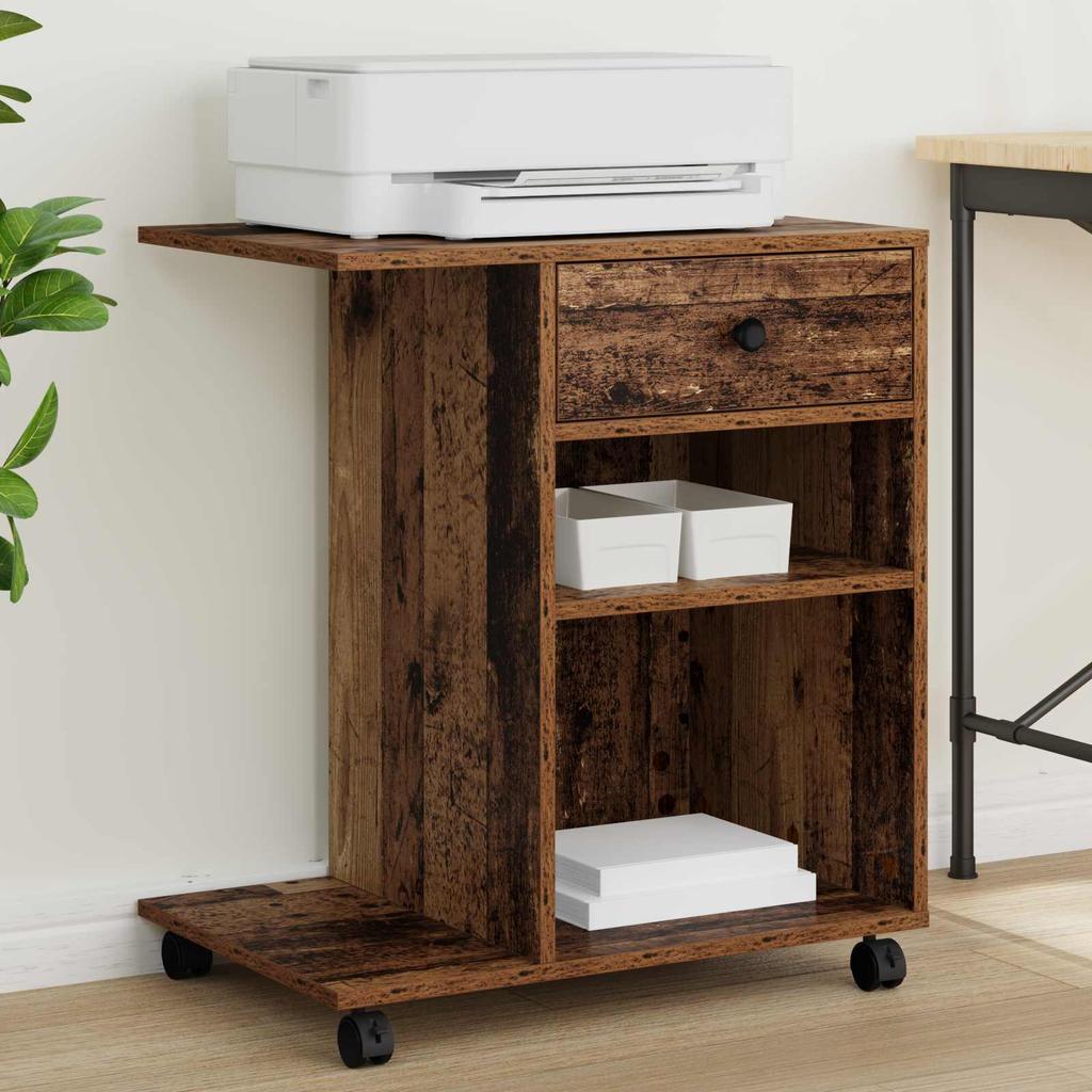 Printer Stand Uni Reclaimed Wood 60 x 40 x 68.5 cm Engineered Wood