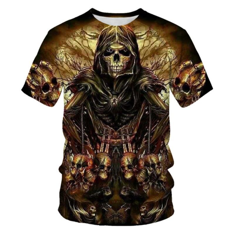 Skull Drinking T-shirt Beer Man Men's T-shirt Casual Tshirts Men's Tee Tops High Quality Brand T-shirt Alt Clothes Cool Stuff