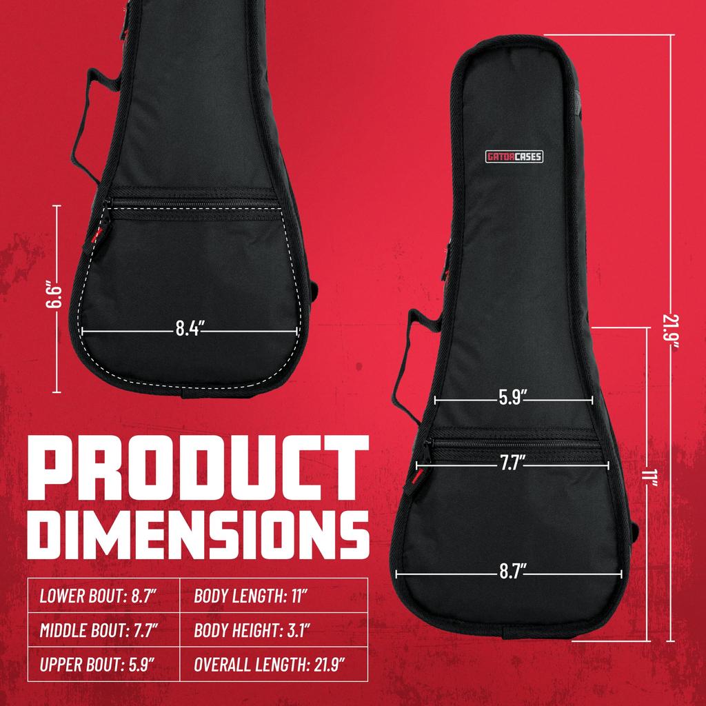 GATOR Cases GBE Series GBE-UKE-SOP Gig Bag for Ukulele, Soprano Size, Nylon, [Shoulder Strap Included]