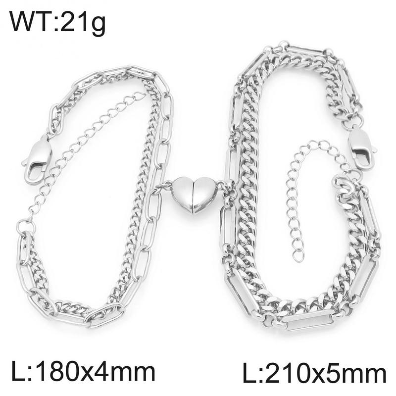 Magnetic Couple Bracelets Gold Color Lock and Key Design Stainless Steel Matching Bracelets for Boyfriend Girlfriend Valentin