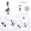 100% Real S925 Silver Moon Black Cat Charms Fit Qikaola Bracelet&Bangle For Women Birthday Fine Jewelry Gift