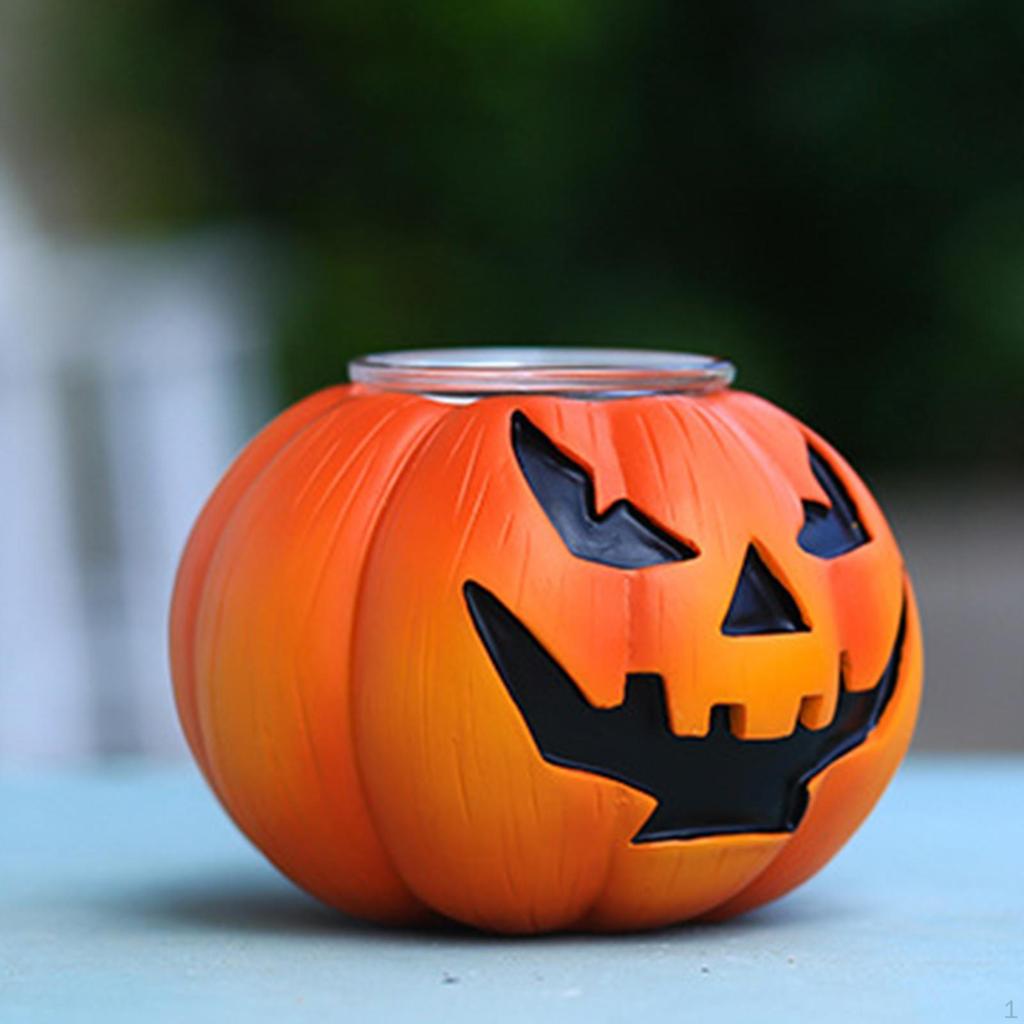 Flicker Pumpkin Tea Lights Candlestick Thanksgiving Ornament, Fall Home Votive Candles Halloween