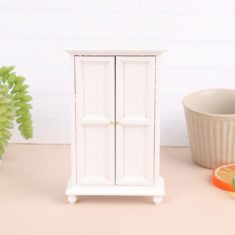 Three-door Pink Modern Wardrobe for Dolls Furniture Clothes Accessories Toys for Girls Baby Toy