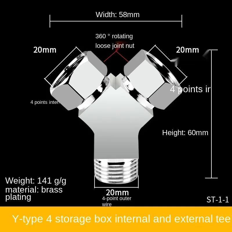 Der Dreiwege-Wasserverteiler aus Kupfer lässt sich direkt mit den 1/2-Zoll-Wasserhahn-Dreiwege-Verteiler-Wasserrohranschlüssen verbinden.