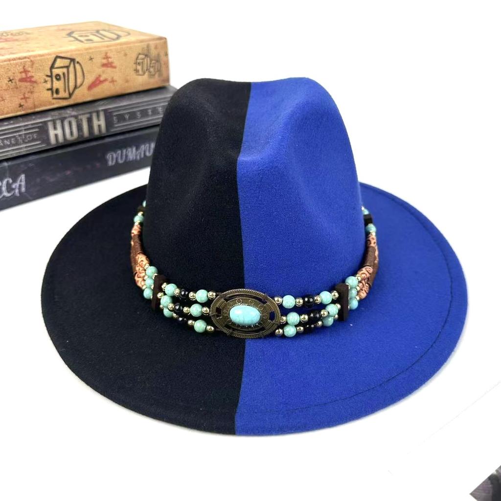 European And American Top Hat Women'S Literary And Retro Ethnic Style Jazz Hat Retro Decorative Lace-Up Men'S Denim Hat