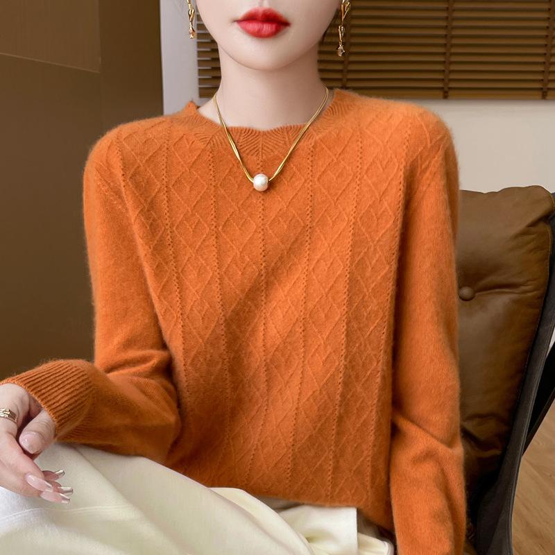 Women's Autumn O-neck Knitwear Cashmere Pullover Winter Long Sleeve Solid Comfortable Top