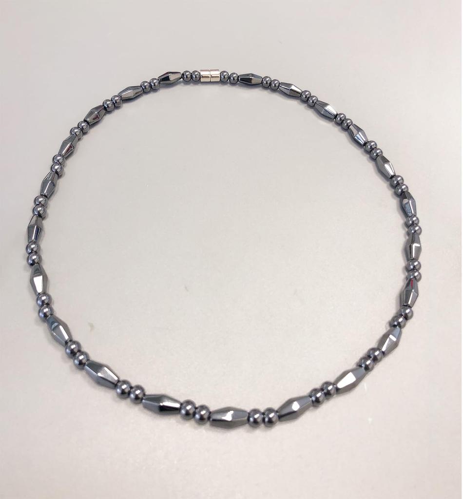 Ecooon 5A Grad Stark Magnetische Hämatit Halskette mit Spiegelpolierter Oberfläche, Terahertz Mineral Halskette für Männer und Frauen