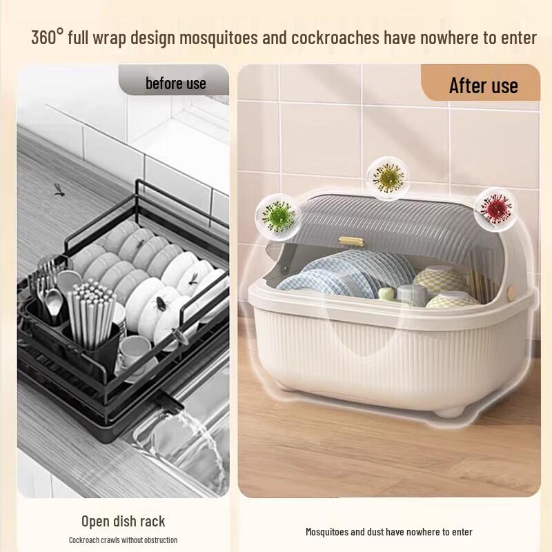 PINYU Drainable Tableware Storage Box with Lid