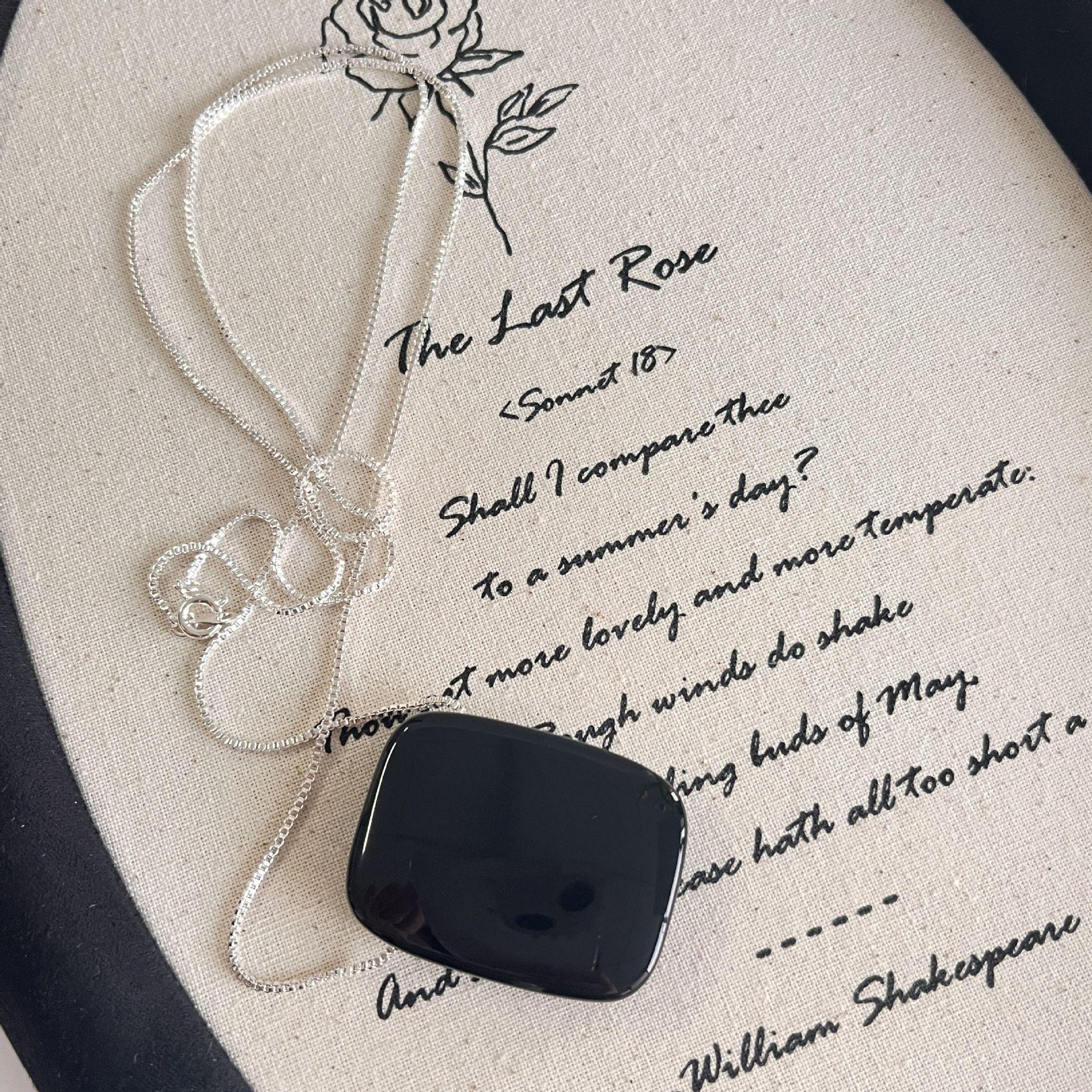 

Niche design натуральный квадратный 7A тигровый глаз черный агат кулон ожерелье обсидиан длинный свитер цепочка универсальная женщина