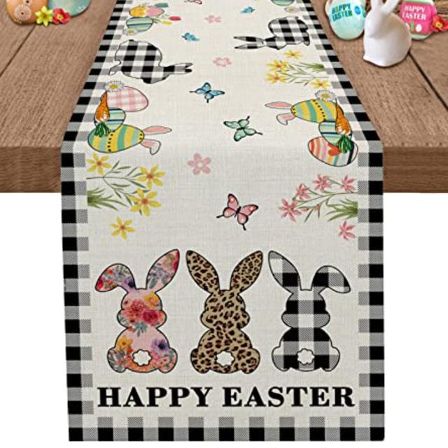 Gnome Santa bieżnik płatek śniegu faroe sprawdź drukuj podkładka na stół zając wielkanocny jajko świąteczny i dekoracja stołu imprezowego bieżnik