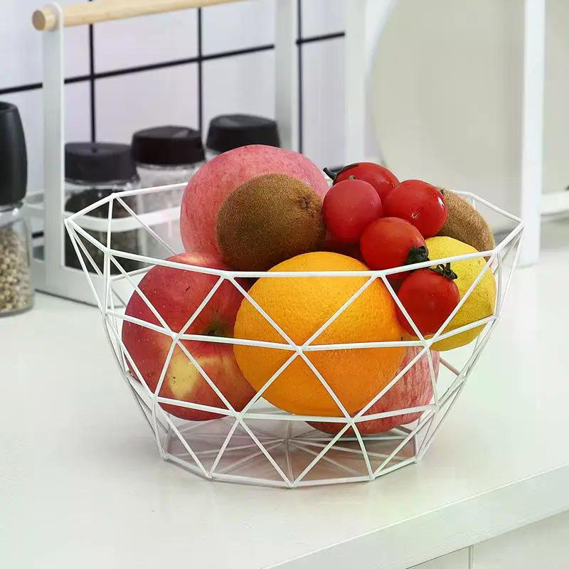 Iron Fruit Basket Simple Fruit Basin Multi-Size Iron Snack Bread Vegetable Storage Bowls Kitchen Eggs Dessert Holder Organizer