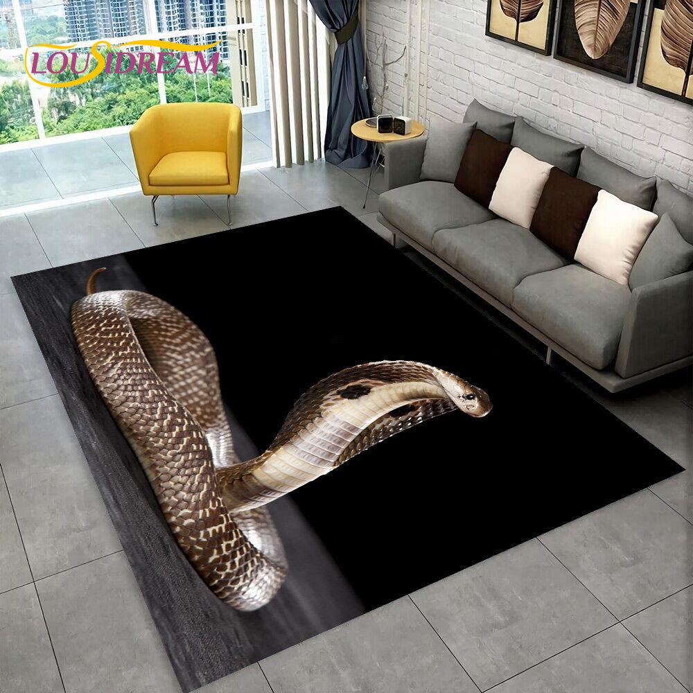 3D Gothic Horrible Snake Serpent Area Rug,Carpet for Home Living Room Bedroom Sofa Doormat Kitchen Decor,kids Non-slip Floor Mat