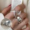 Korean Style S925 Silver Plated Geometric Open Finger Ring - Women's Vintage Hip Hop Jewelry for Index or Pinky Finger.