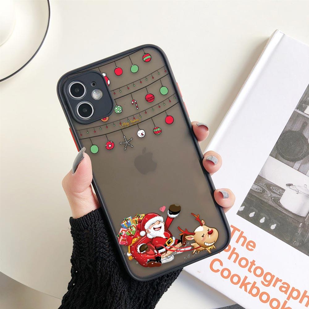 

Матовый чехол для iPhone 11 12 13 14 Pro Max XR X 8 7 Plus Pro XS Mini Skin Feeling Cover Fundas Coques Merry Christmas Santa Claus iPhone 14 Plus
